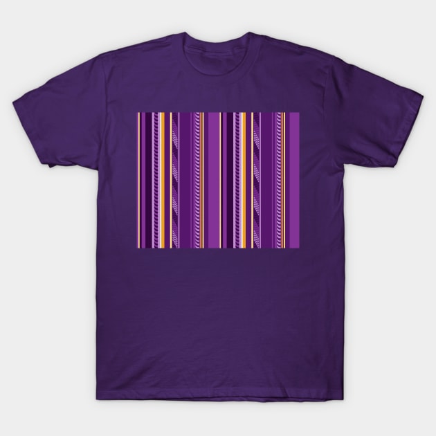 Purple Funky Stripes T-Shirt by Carolina Díaz